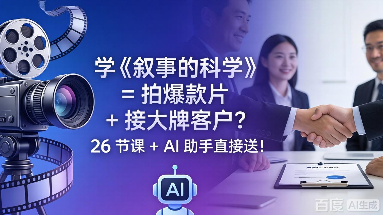 学《叙事的科学》= 拍爆款片 + 接大牌客户？26 节课 + AI 助手直接送！-伏羲SAAS