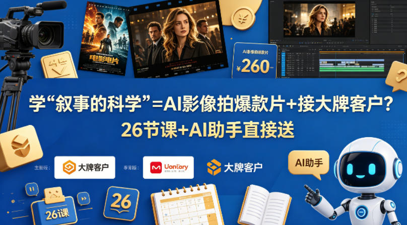 学《叙事的科学》=AI影像拍爆款片+接大牌客户？26节课+AI助手直接送【原创双语字幕】-伏羲SAAS