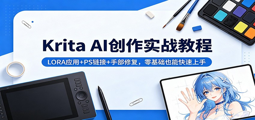 Krita AI创作实战教程：LORA应用+PS链接+手部修复，零基础也能快速上手-伏羲SAAS