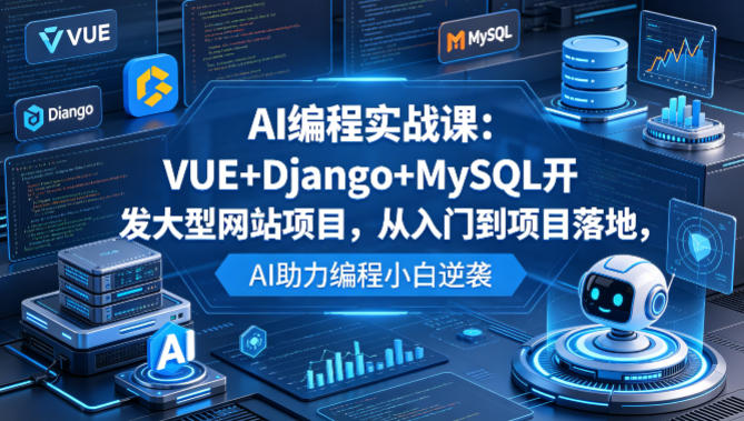 AI编程实战课：VUE+Django+MySQL开发大型网站项目，从入门到项目落地，AI助力编程小白逆袭-伏羲SAAS