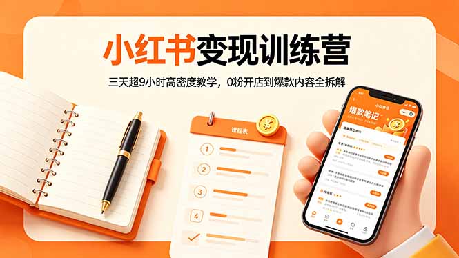 小红书变现训练营：三天超9小时高密度教学，0粉开店到爆款内容全拆解-伏羲SAAS