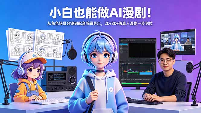 小白也能做AI漫剧！从角色场景分镜到配音剪辑导出，2D/3D/仿真人漫剧一步到位-伏羲SAAS