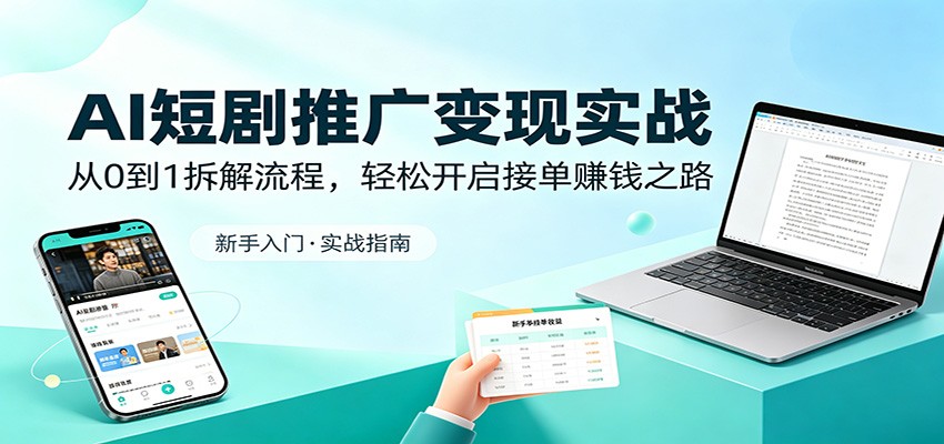 AI短剧推广变现实战：从0到1拆解流程，轻松开启接单赚钱之路-伏羲SAAS