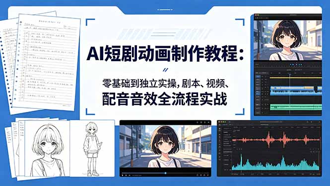 AI短剧动画制作教程：零基础到独立实操，剧本、视频、配音音效全流程实战-伏羲SAAS