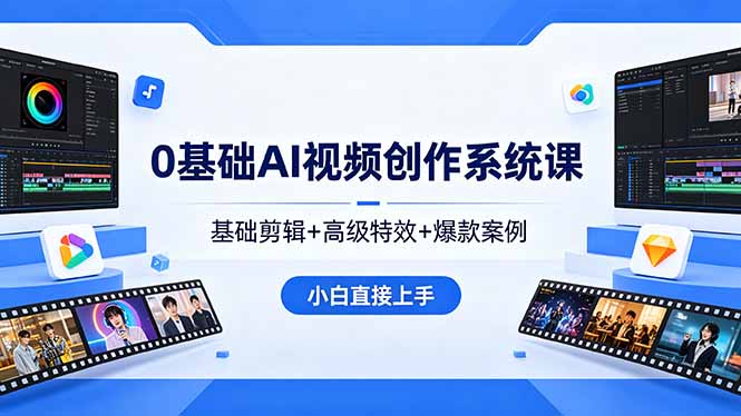 0基础AI视频创作系统课，基础剪辑+高级特效+爆款案例，小白直接上手-伏羲SAAS