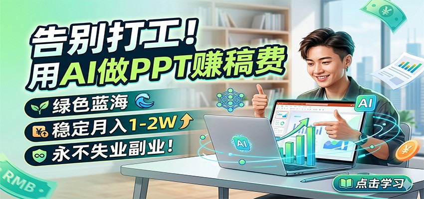 告别打工！用AI做PPT赚稿费，绿色蓝海，稳定月入1-2W，永不失业副业！-伏羲SAAS