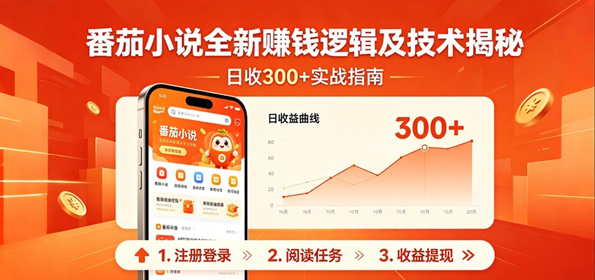 番茄小说全新赚钱逻辑及技术日收300+，小白新书皆可做！无脑赚就行了！-伏羲SAAS