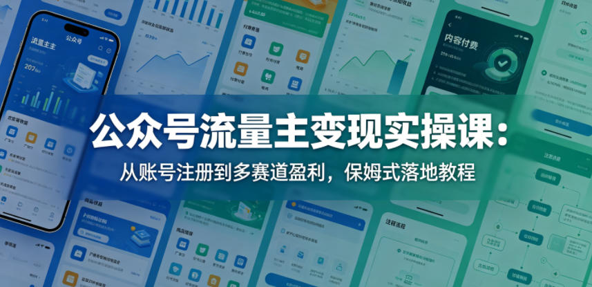 公众号流量主变现实操课：从账号注册到多赛道盈利，保姆式落地教程-伏羲SAAS
