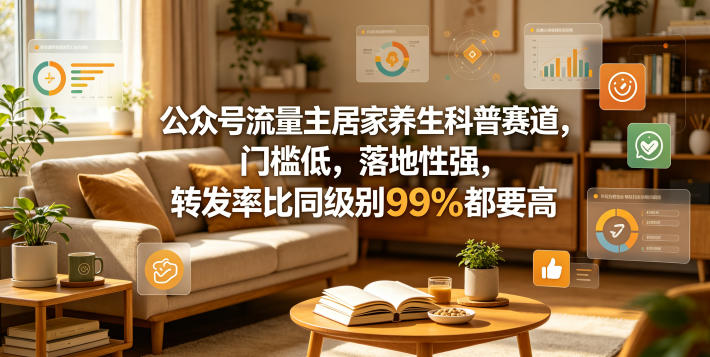 公众号流量主居家养生科普赛道，门槛低，落地性强，转发率比同级别99％都要高-伏羲SAAS