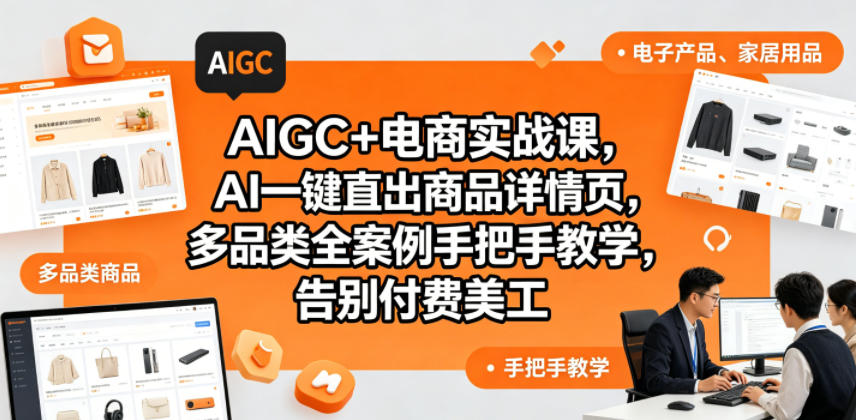 AIGC+电商实战课，AI一键直出商品详情页，多品类全案例手把手教学，告别付费美工-伏羲SAAS