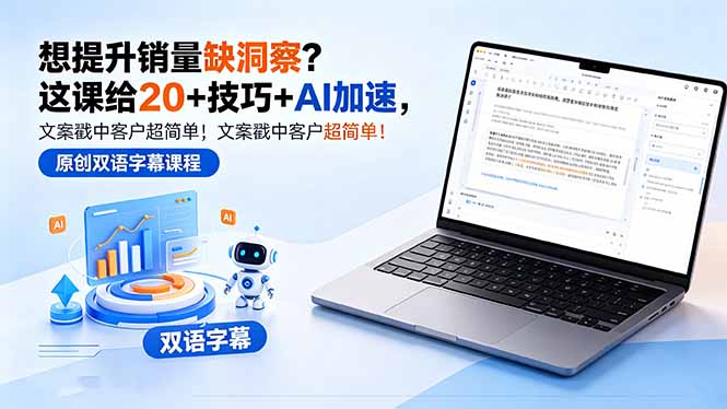 想提升销量缺洞察？这课给 20 + 技巧 + AI 加速，文案戳中客户超简单！【原创双语字幕】-伏羲SAAS