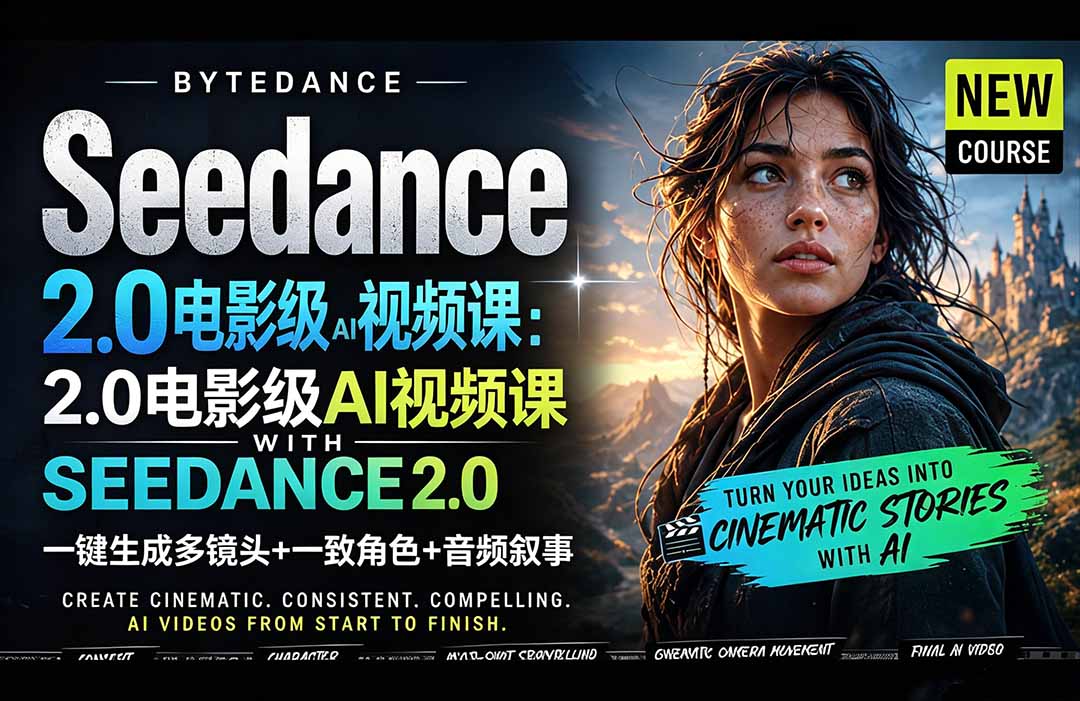Seedance 2.0电影级AI视频课：一键生成多镜头+一致角色+音频叙事-伏羲SAAS