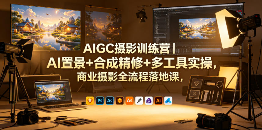 AIGC摄影训练营｜AI置景+合成精修+多工具实操，商业摄影全流程落地课-伏羲SAAS