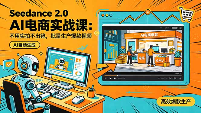 Seedance 2.0 AI电商实战课：不用实拍不出镜，批量生产爆款视频打爆GMV-伏羲SAAS