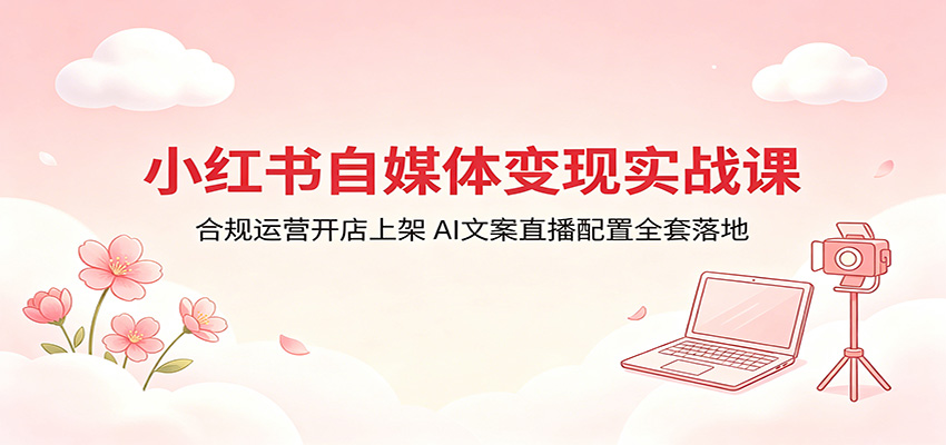 小红书自媒体变现实战课：合规运营开店上架，AI文案直播配置全套落地-伏羲SAAS