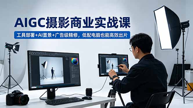 AIGC 摄影商业实战课，工具部署+AI置景+广告级精修，低配电脑也能高效出片-伏羲SAAS
