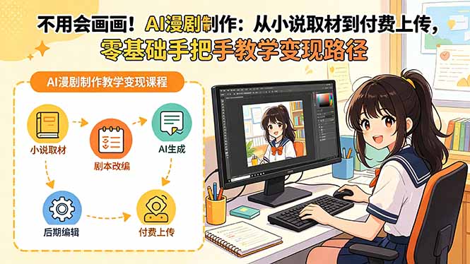 不用会画画！AI漫剧制作：从小说取材到付费上传，零基础手把手教学变现路径-伏羲SAAS