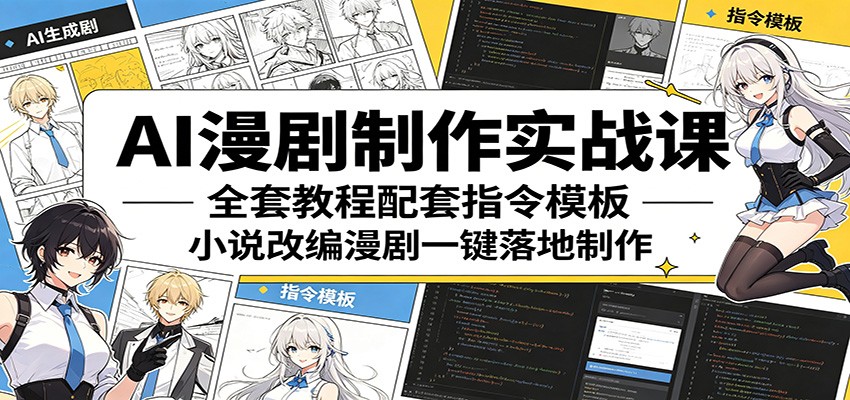 AI漫剧制作实战课：全套教程配套指令模板，小说改编漫剧一键落地制作-伏羲SAAS