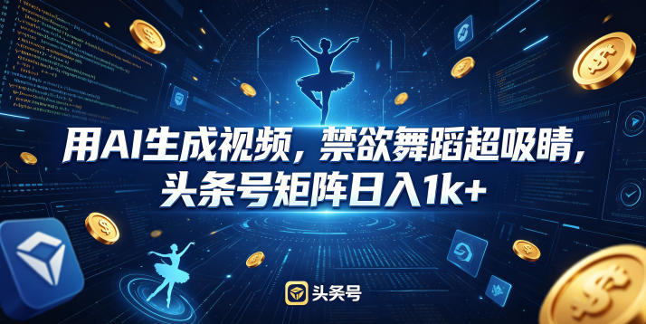 用AI生成视频，禁欲舞蹈超吸睛，头条号矩阵日入1k+-伏羲SAAS