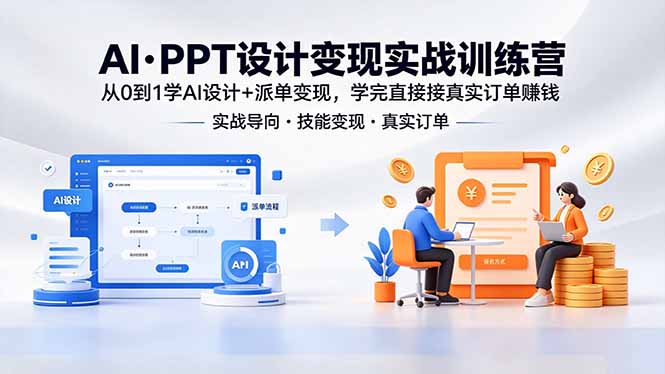 AI·PPT设计变现实战训练营，从0到1学AI设计+派单变现，学完直接接真实订单赚钱-伏羲SAAS