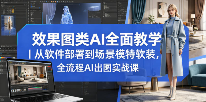 效果图类AI全面教学｜从软件部署到场景模特软装，全流程AI出图实战课-伏羲SAAS