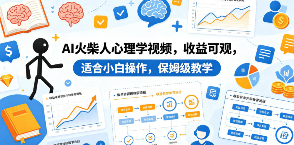 AI火柴人心理学视频，收益可观，适合小白操作，保姆级教学-伏羲SAAS