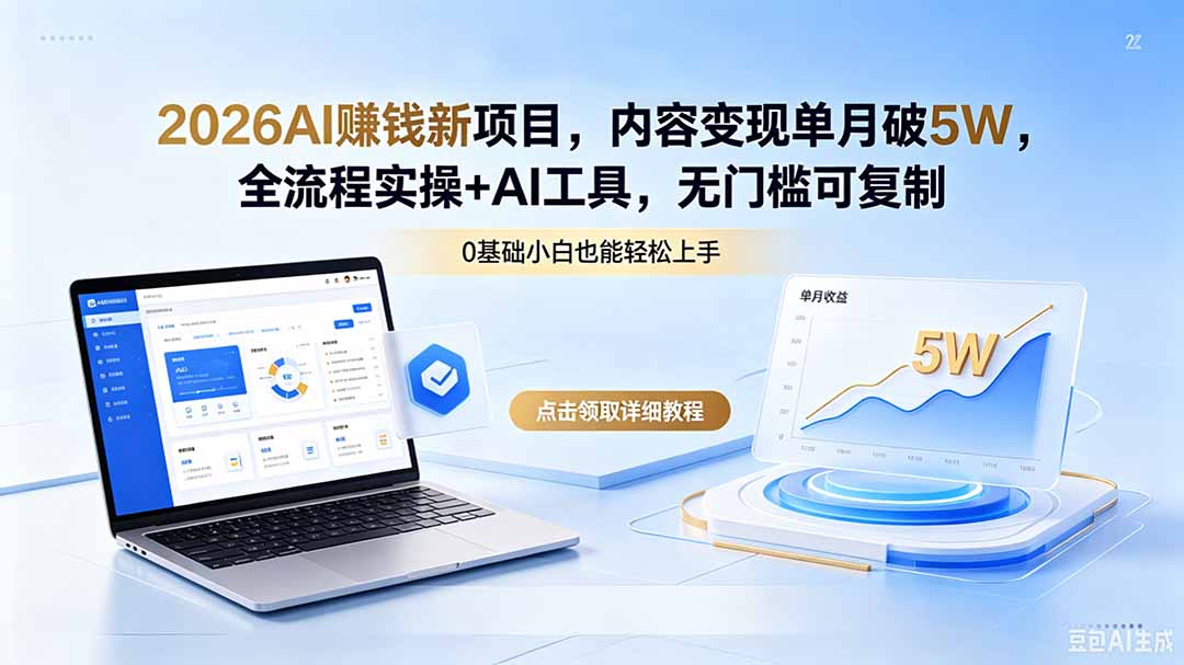 2026AI赚钱新项目,内容变现单月破5W,全流程实操+AI工具,无门槛可复制-伏羲SAAS