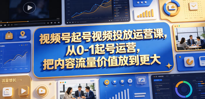 视频号起号视频投放运营课，从0-1起号运营，把内容流量价值放到更大-伏羲SAAS