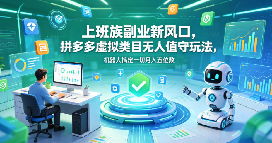 上班族副业新风口，拼多多虚拟类目无人值守玩法，机器人搞定一切月入五位数【揭秘】-伏羲SAAS