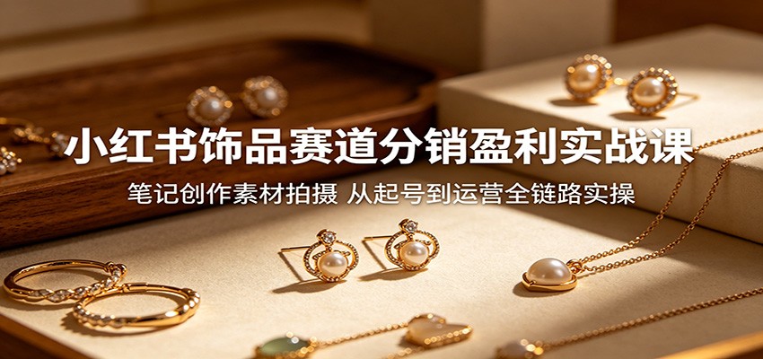 小红书饰品赛道分销盈利实战课：笔记创作素材拍摄，从起号到运营全链路实操-伏羲SAAS