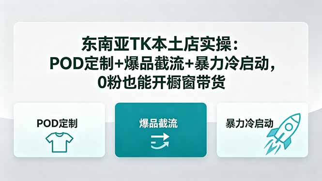 东南亚TK本土店实操-5月更新：POD定制+爆品截流+暴力冷启动，0粉也能开橱窗带货-伏羲SAAS