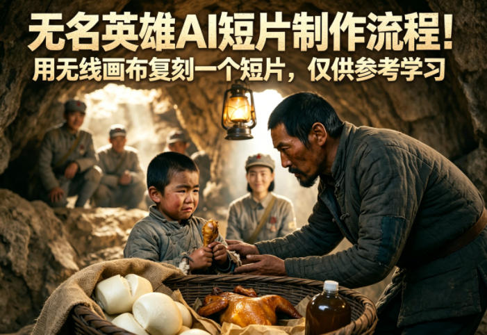 无名英雄AI短片制作流程！用无线画布复刻一个短片，仅供参考学习-伏羲SAAS