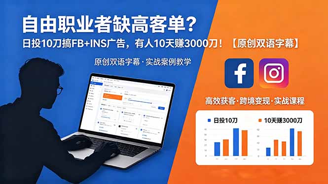 自由职业者缺高客单？日投 10 刀搞 FB+INS 广告，有人 10 天赚 3000 刀！【原创双语字幕】-伏羲SAAS