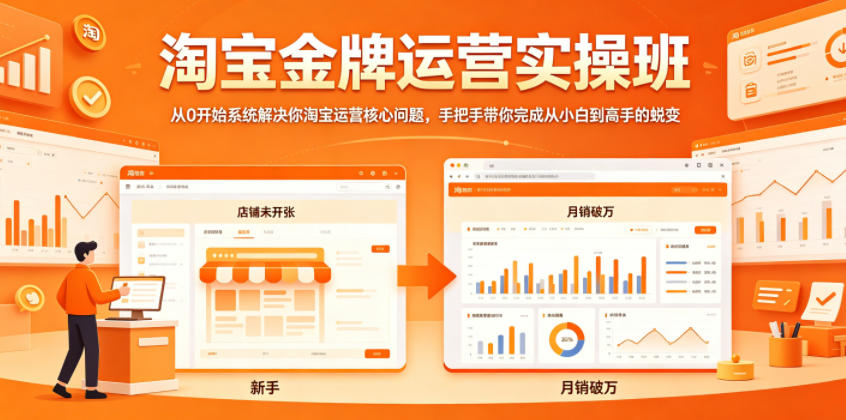 淘宝金牌运营实操班,从0开始系统解决你淘宝运营核心问题,手把手带你完成从小白到高手的蜕变-伏羲SAAS