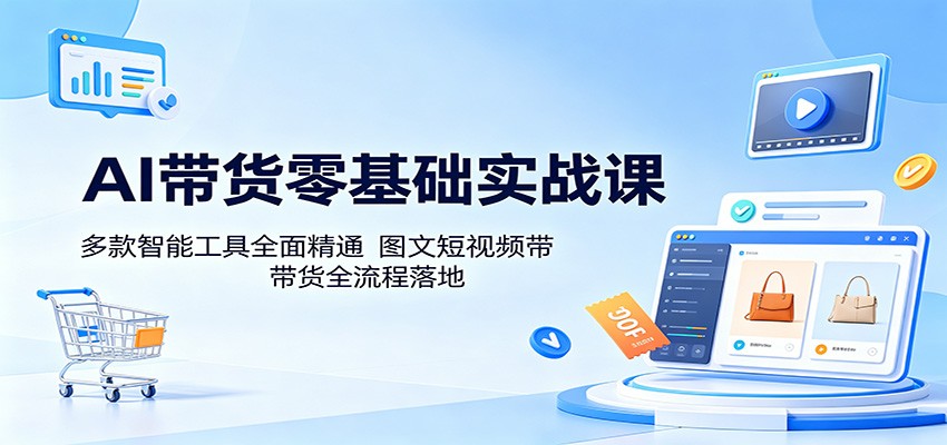 AI带货零基础实战课：多款智能工具全面精通，图文短视频带货全流程落地-伏羲SAAS