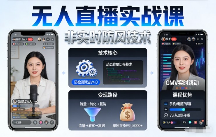 宝子哥无人直播实战课，非实时防风技术，聚焦抖音快手等平台直播带货，轻松开启直播变现之路(更新2026年5月17日)-伏羲SAAS