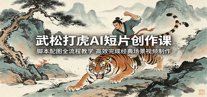 武松打虎AI短片创作课:脚本配图全流程教学,高效完成经典场景视频制作-伏羲SAAS