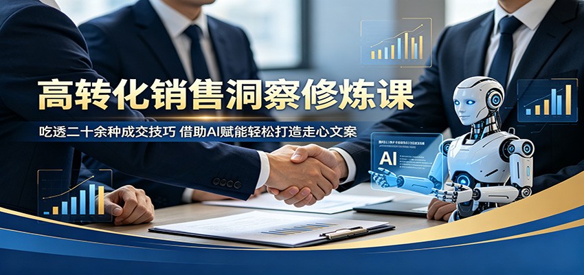 高转化销售洞察修炼课:吃透二十余种成交技巧,借助AI赋能轻松打造走心文案-伏羲SAAS