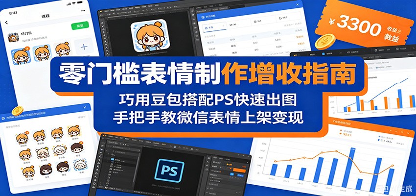 零门槛表情制作增收指南:巧用豆包搭配 PS 快速出图,手把手教微信表情上架变现-伏羲SAAS