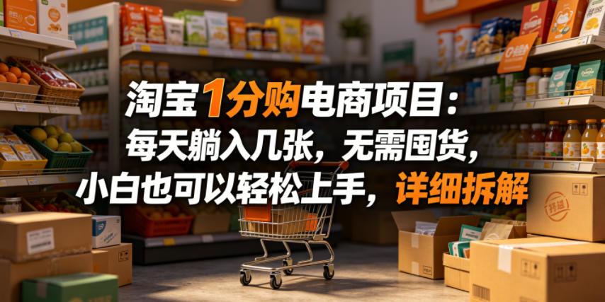 淘宝1分购电商项目：每天躺入几张，无需囤货，小白也可以轻松上手，详细拆解-伏羲SAAS