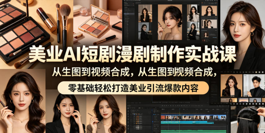美业AI短剧漫剧制作实战课,从生图到视频合成,零基础轻松打造美业引流爆款内容-伏羲SAAS