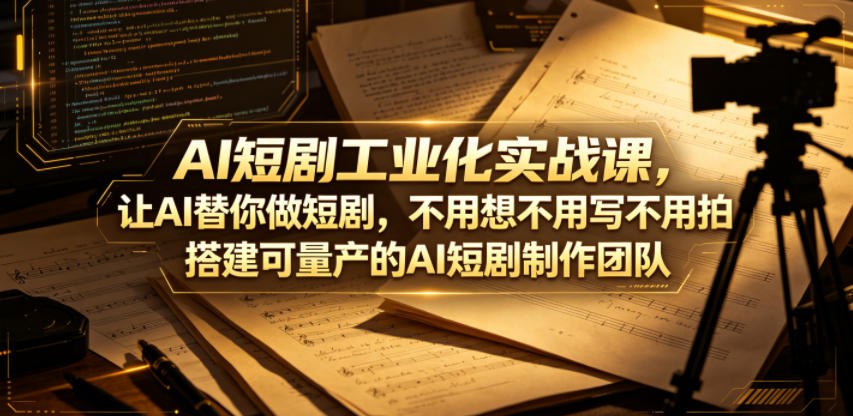 AI短剧工业化实战课,让AI替你做短剧,不用想不用写不用拍,搭建可量产的AI短剧制作团队-伏羲SAAS