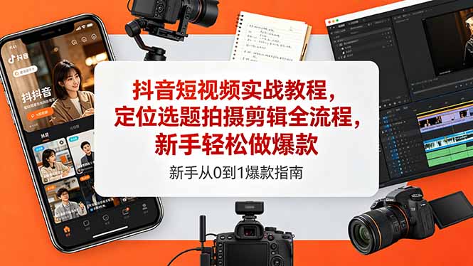 抖音短视频实战教程，定位选题拍摄剪辑全流程，新手轻松做爆款-伏羲SAAS