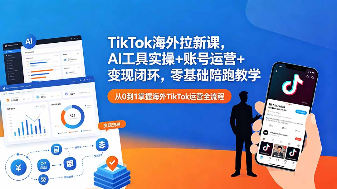 TikTok海外拉新课，AI工具实操+账号运营+变现闭环，零基础陪跑教学-伏羲SAAS