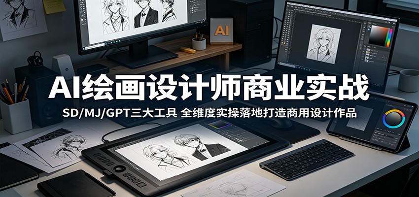 AI绘画设计师商业实战：SD/MJ/GPT三大工具，全维度实操落地打造商用设计作品-伏羲SAAS