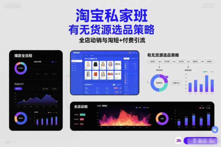 淘宝私家班，有无货源选品策略，高成功率爆款全流程打法，全店动销与淘短+付费引流(更新2026年5月22日)-伏羲SAAS