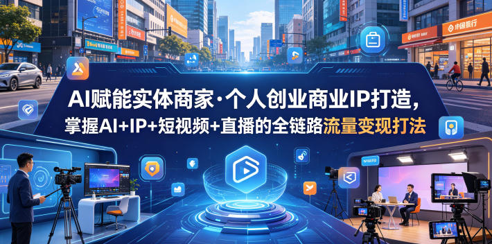 AI赋能实体商家·个人创业商业IP打造,掌握AI+IP+短视频+直播的全链路流量变现打法-伏羲SAAS
