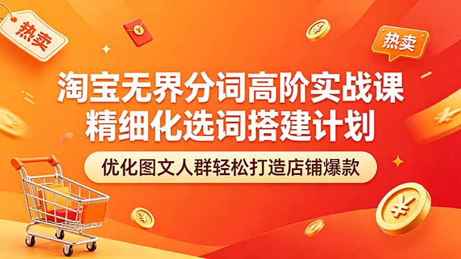淘宝无界分词高阶实战课 精细化选词搭建计划 优化图文人群轻松打造店铺爆款-伏羲SAAS