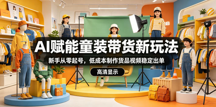 AI赋能童装带货新玩法，新手从零起号，低成本制作货品视频稳定出单-伏羲SAAS