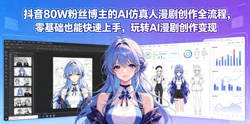 抖音80W粉丝博主的AI仿真人漫剧创作全流程，零基础也能快速上手，玩转AI漫剧创作变现-伏羲SAAS